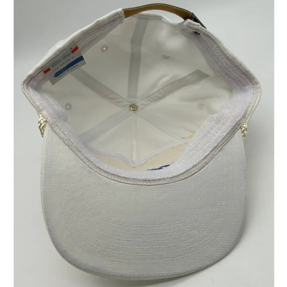 Vintage 80s 90s Pepsi-Cola White Strapback Rope Brim Embroidered Logo Promo Cap